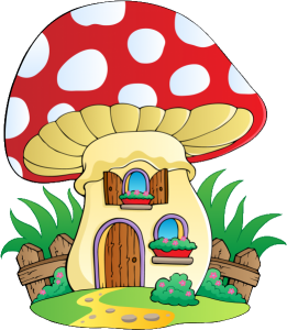 a cute autumn mushroom house